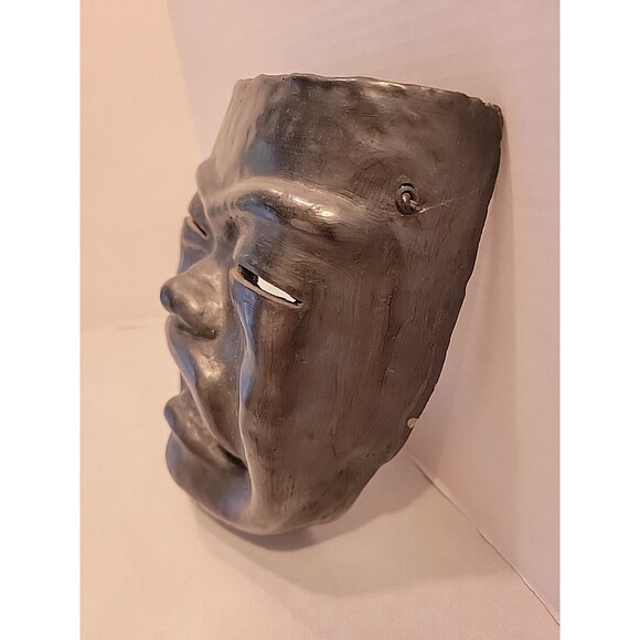 Vintage Oaxaca Mexico Black Pottery Mask Folk Art Face Tribal Aztec Mayan Wall - Picture 4 of 13